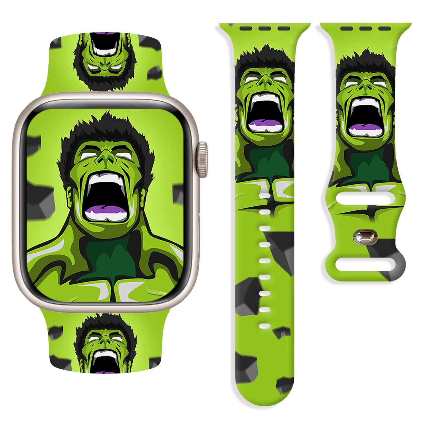 Apple Watch Armband Hulk - Schreiendes Hellgrünes Gesicht