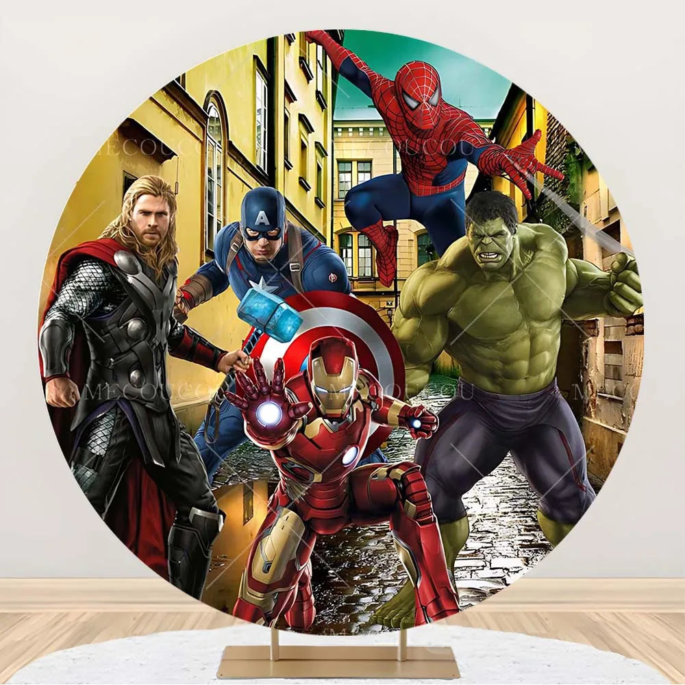 Runder Avengers-Hintergrund - Helden-Geburtstagsdeko
