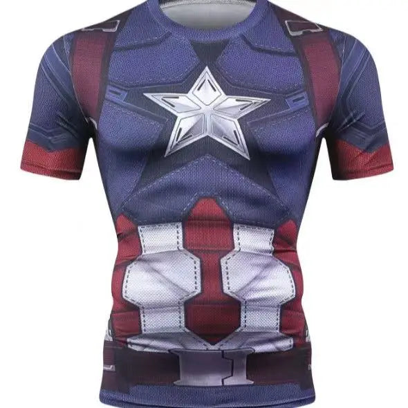 Kompressionsshirt Captain America – Stern Diagonale Streifen