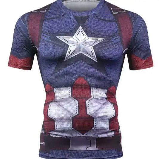 Kompressionsshirt Captain America – Stern Diagonale Streifen