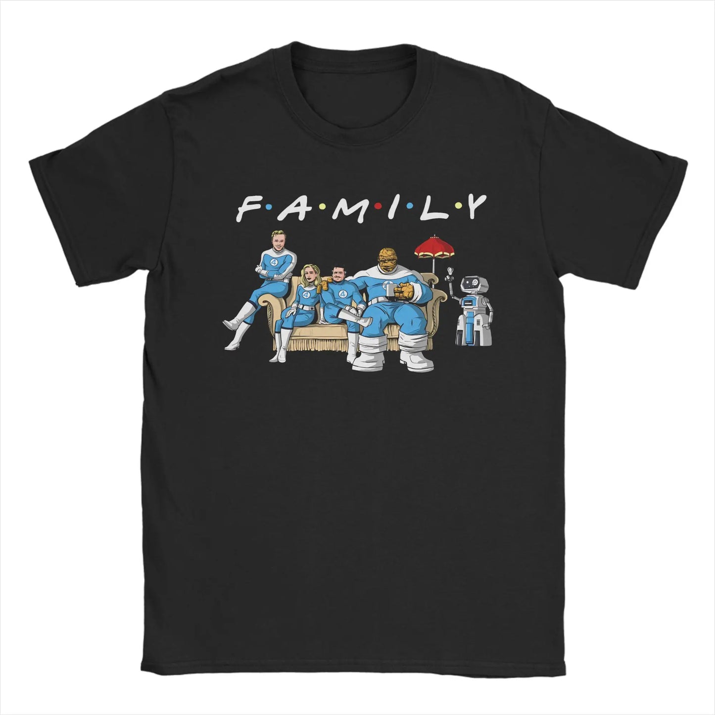 T-Shirt The Fantastic 4 First Steps - Retro Poster Blau Unisex