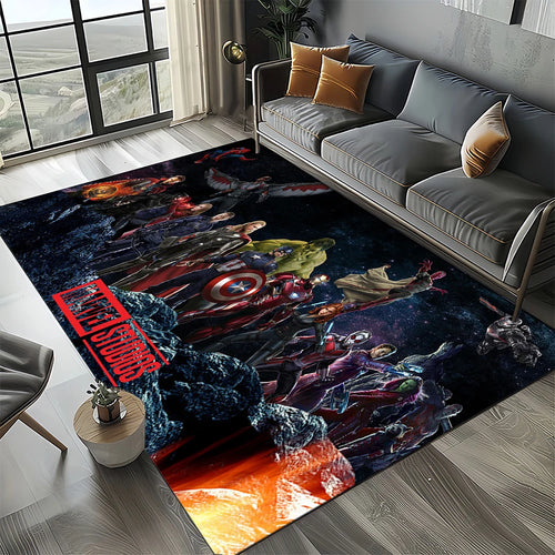 Avengers 3D Teppich - Dunkelrotes Team-Design