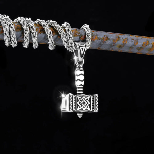Thors Hammer Halskette Anhänger - Mjölnir Wikinger Stil Stahl