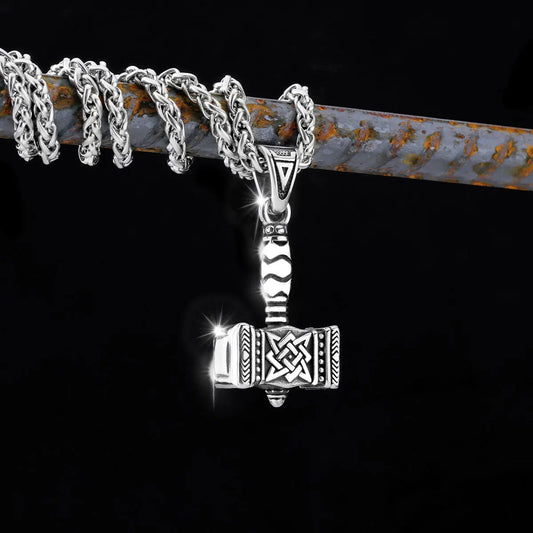 Thors Hammer Halskette Anhänger - Mjölnir Wikinger Stil Stahl