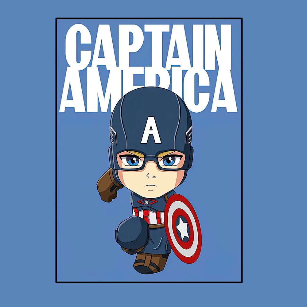 Poster Avengers Captain America – Chibi-Stil Hellblauer Hintergrund
