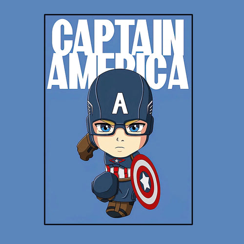 Poster Avengers Captain America – Chibi-Stil Hellblauer Hintergrund