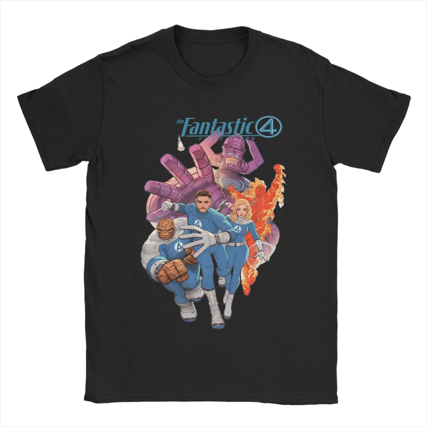 T-Shirt The Fantastic 4 First Steps - Retro Poster Blau Unisex