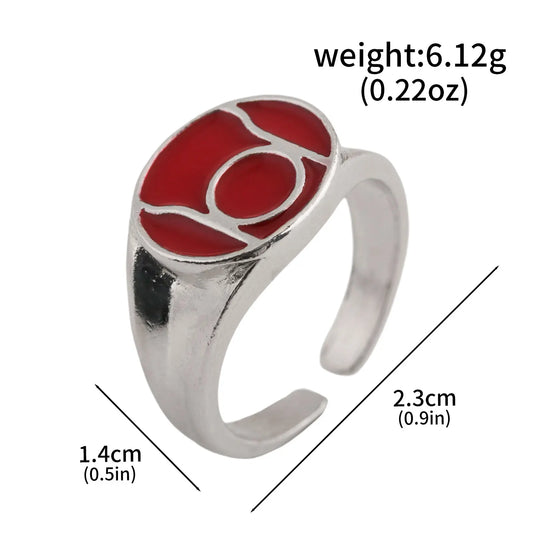 Avengers Ring – Oval Rot Silberfarben
