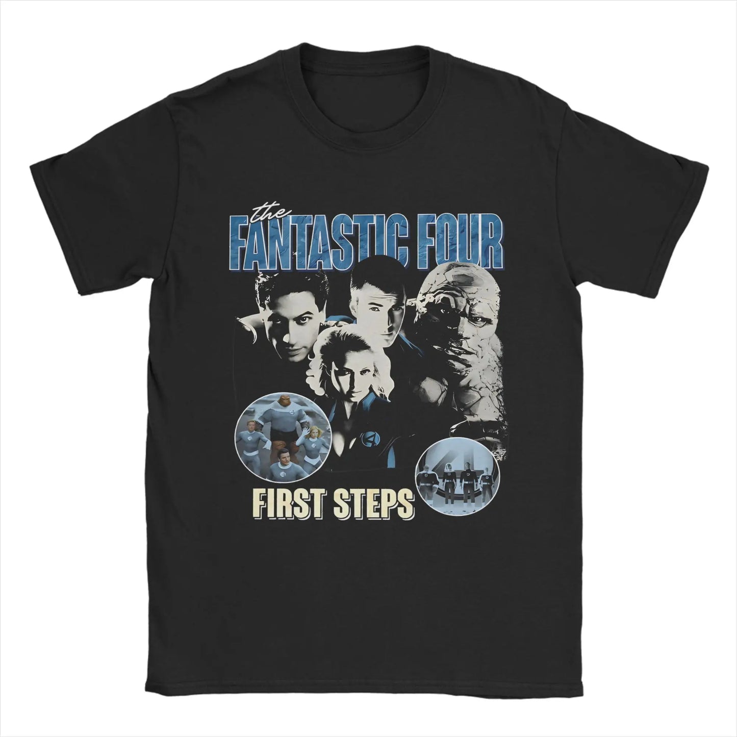 T-Shirt The Fantastic 4 First Steps - Retro Poster Blau Unisex