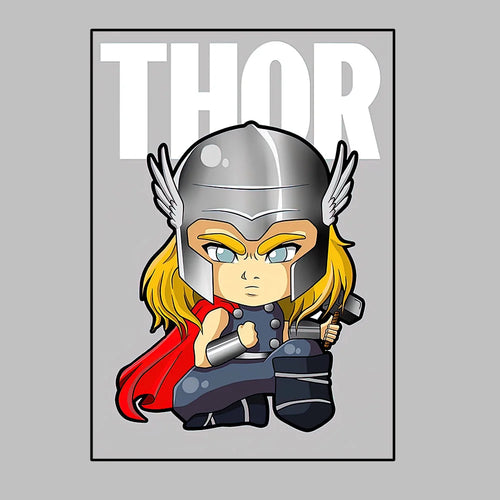 Poster Avengers Thor - Chibi-Stil Grauer Hintergrund