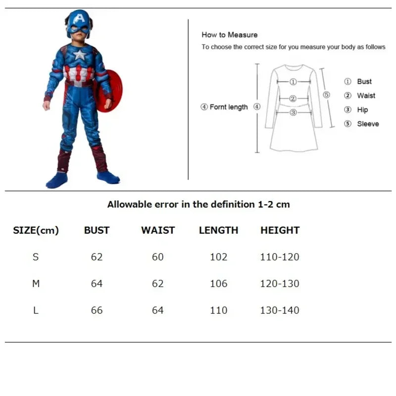 Kinderkostüm Captain America - Muskelanzug mit Schild