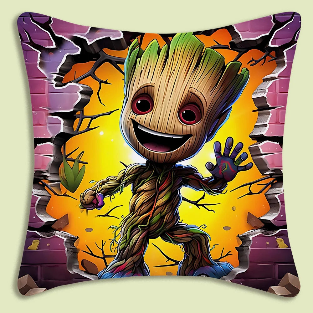 Kissenbezug Baby Groot – Große Augen Himmel Hintergrund Pastell