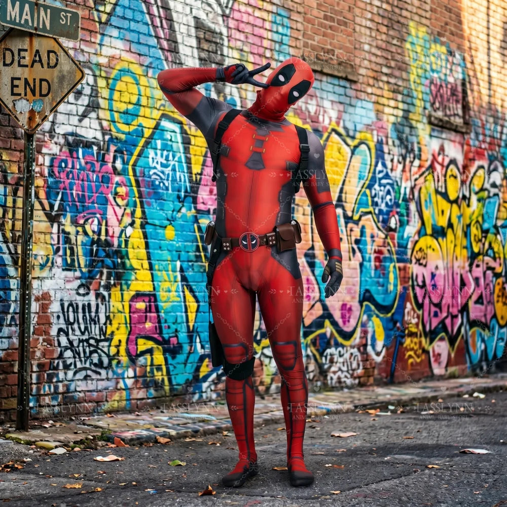 Komplettes Deadpool Cosplay-Kostüm – Katanas Maske Gürtel Erwachsene