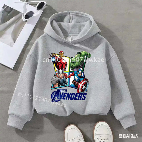 Kinder Hoodie Avengers Raute 4 Helden - Grau