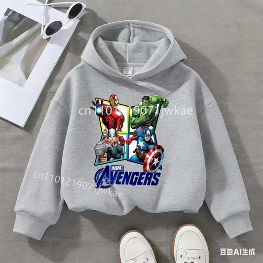 Kinder Hoodie Avengers Raute 4 Helden - Grau