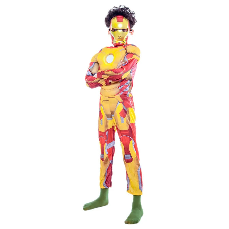 Kinder-Cosplay-Kostüm Iron Man – Muskulöser goldener Overall