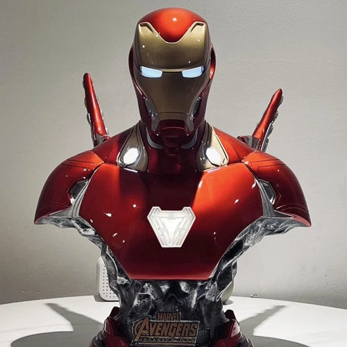 Leuchtende Iron Man MK50 Harzbüste - Schwarzer Marmorsockel