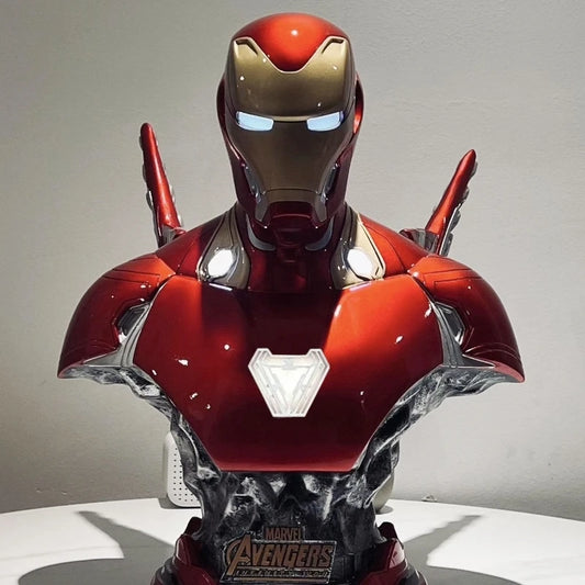 Leuchtende Iron Man MK50 Harzbüste - Schwarzer Marmorsockel