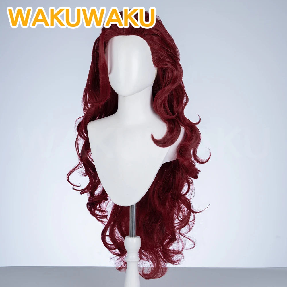 Perücke Scarlet Witch – Bordeauxrote Lockenperücke mit Diadem