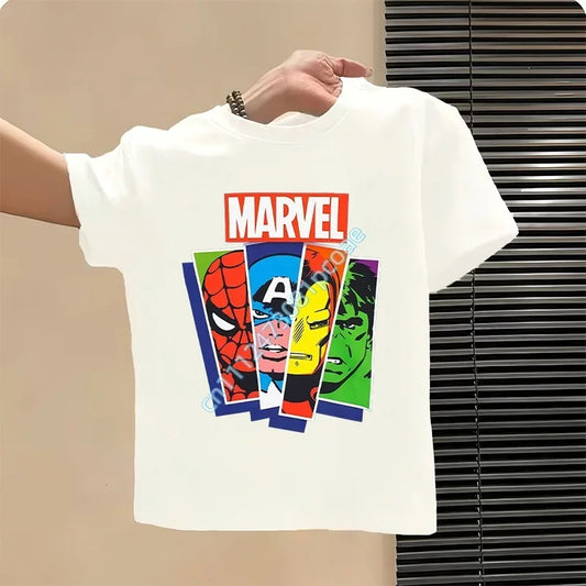 Kinder T-Shirt Avengers Marvel Streifenporträts - Weiß