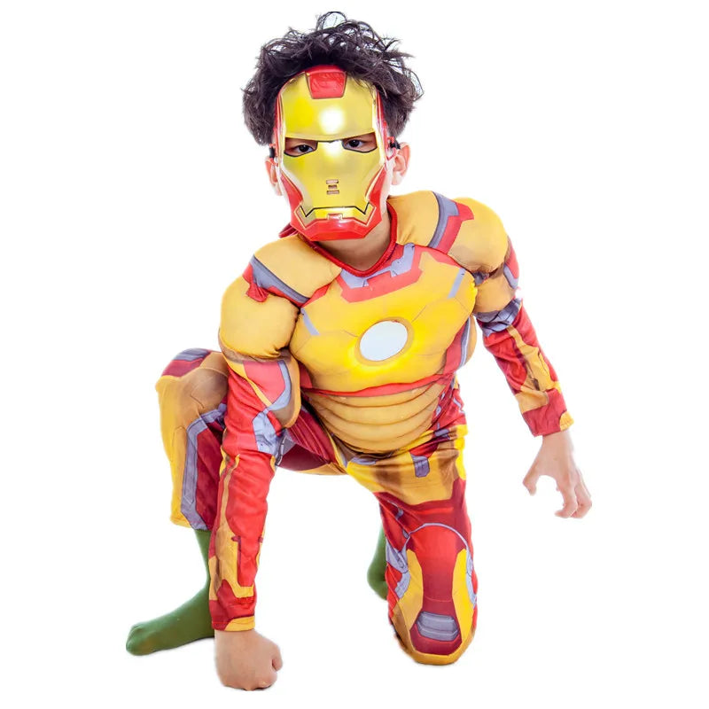 Kinder-Cosplay-Kostüm Iron Man – Muskulöser goldener Overall