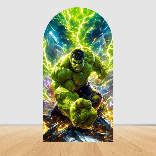 Partyhintergrund Avengers Bogen Hulk - Grüne Blitze Stadt