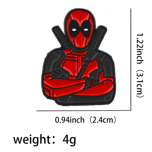 Deadpool Metall-Anstecknadel gekreuzte Arme – Katanas auf dem Rücken-Brosche