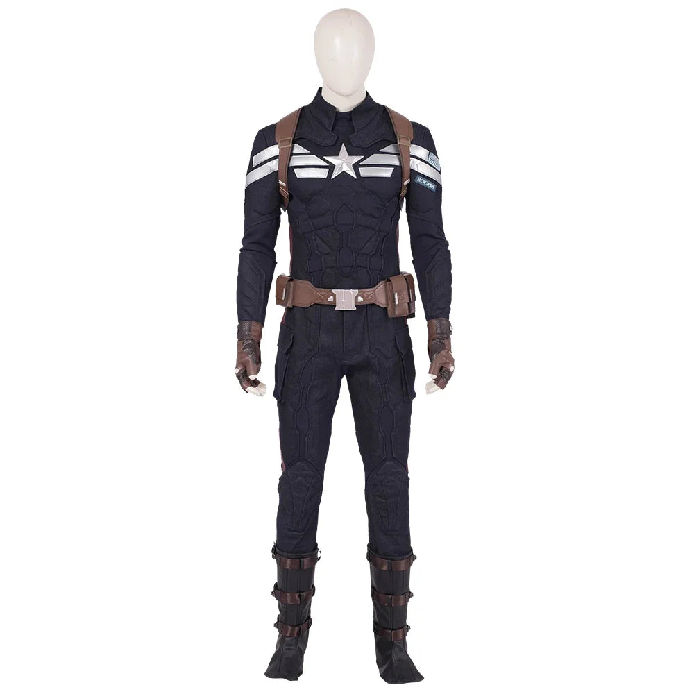 Captain America Cosplay Kostüm - Marineblaue Uniform mit Maske