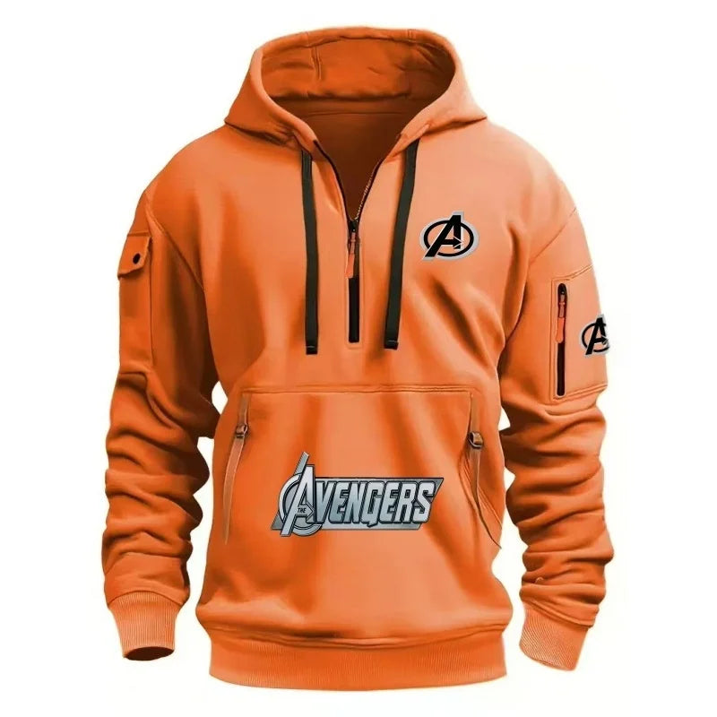 Sweatshirt mit halbem Reißverschluss Avengers für Herren – Multi-Pocket Schwarz Gelb