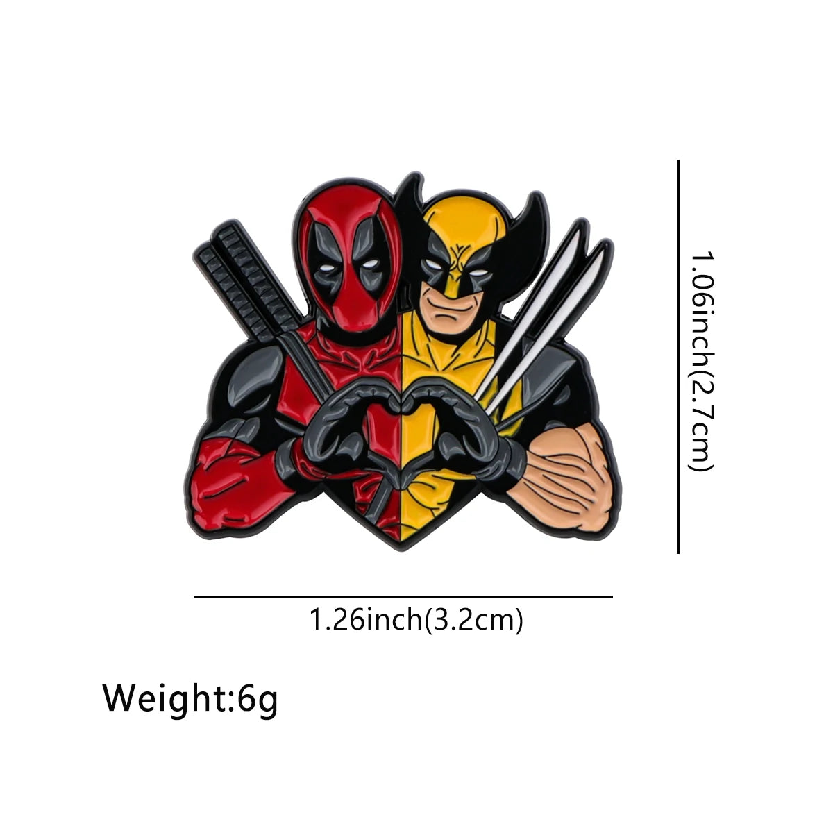 Metall-Pin Deadpool & Wolverine – Duo Herz-Brosche