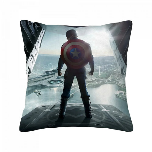 Kissenbezug Captain America – Ansicht von hinten beim Fallschirmsprung