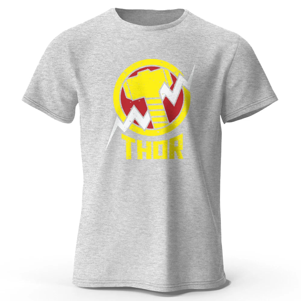 T-Shirt Thor – Vintage Hammer & Blitz Logo Schwarz