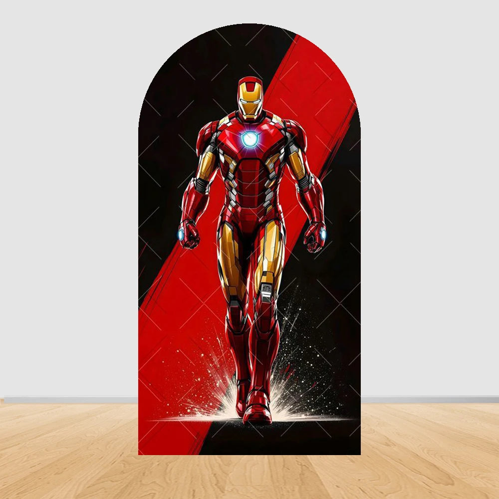 Partyhintergrund Avengers Iron Man Bogen - Diagonal Rot Schwarz