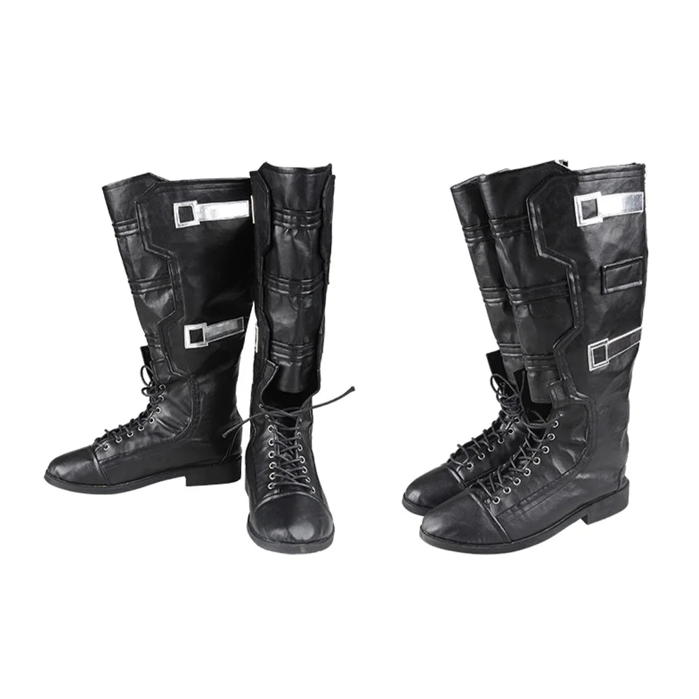 Schwarze Taktische Stiefel - Leder mit silbernen Schnallen