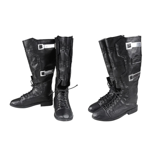 Schwarze Taktische Stiefel - Leder mit silbernen Schnallen
