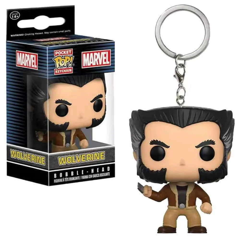 Funko Pop Wolverine Schlüsselanhänger - Wackelkopf, braunes Outfit