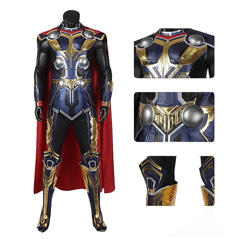 Thor Love and Thunder Cosplay Kostüm - Odinson Jumpsuit Roter Umhang Rüstung