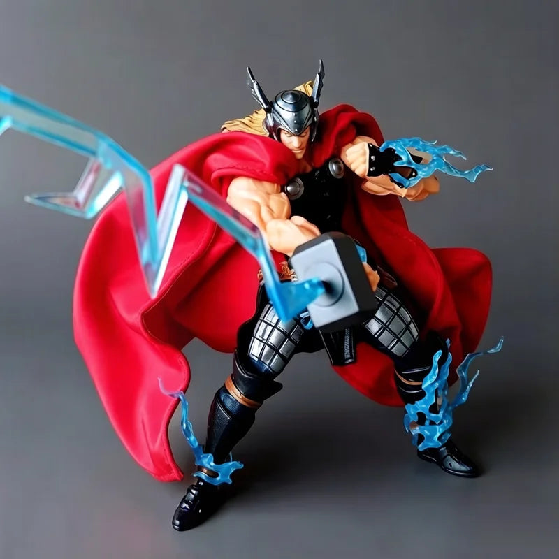 Thor-Figur – Leuchteffekte Mjolnir-Hammer Stoffumhang