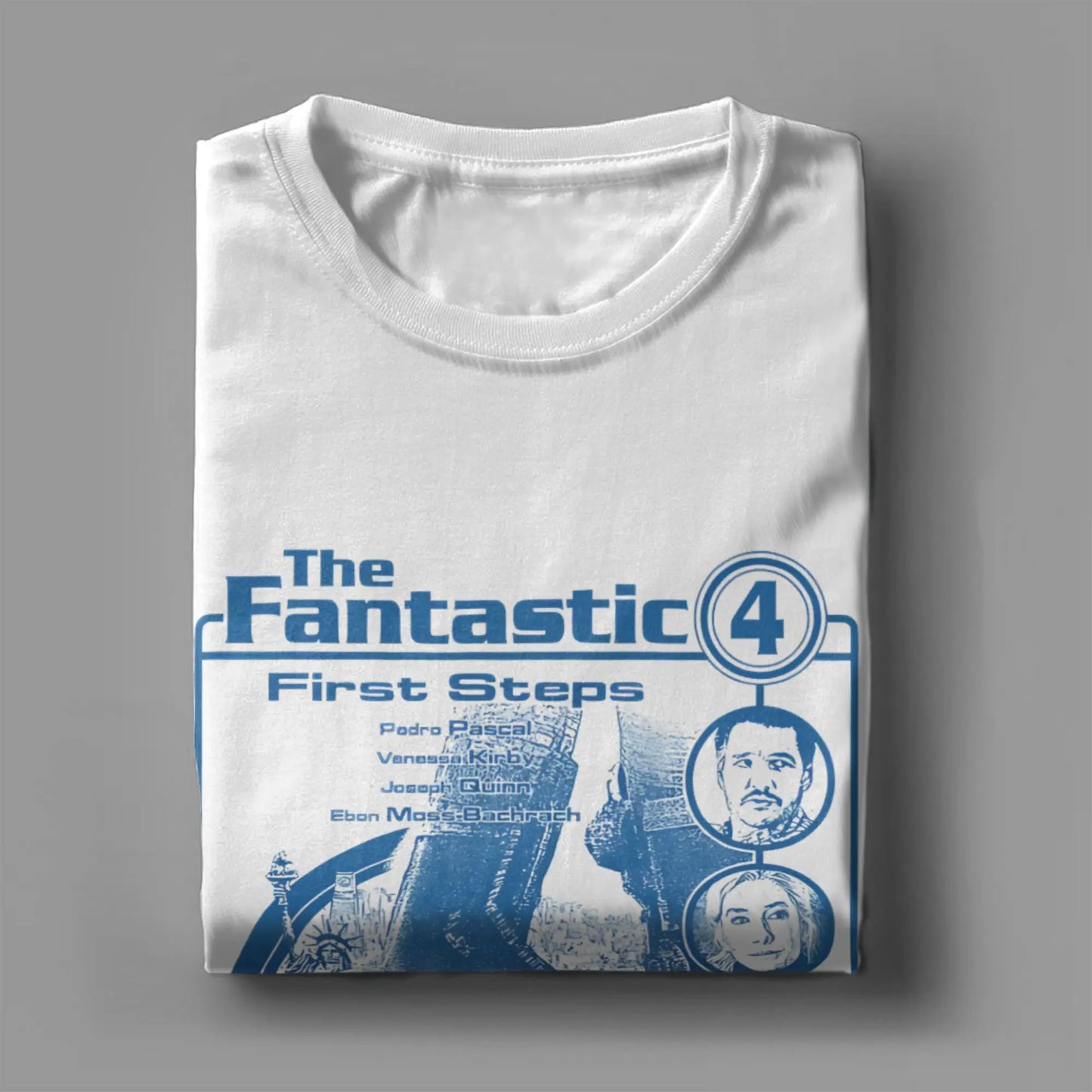 T-Shirt The Fantastic 4 First Steps - Retro Poster Blau Unisex