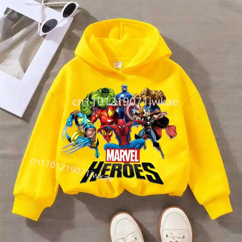 Kapuzenpullover Kinder Marvel Heroes Gruppe - Gelb