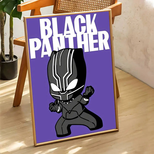 Chibi Black Panther Poster - Violetter Hintergrund