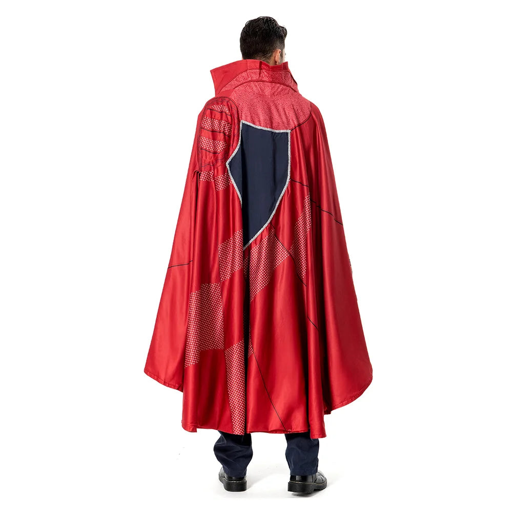Doctor Strange Multiverse of Madness Cosplay-Kostüm – Roter Umhang, blaue Robe, Amulett, für Erwachsene