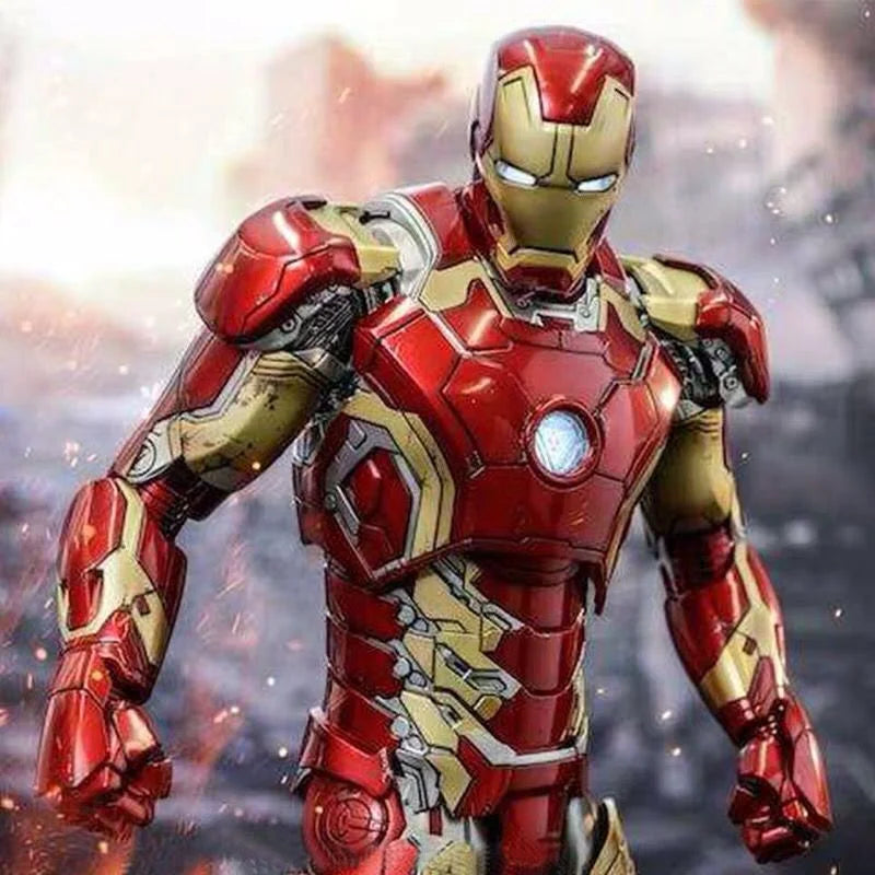 Iron Man Jarvis Kostüm - Silber-roter Helm mit Leuchteffekt
