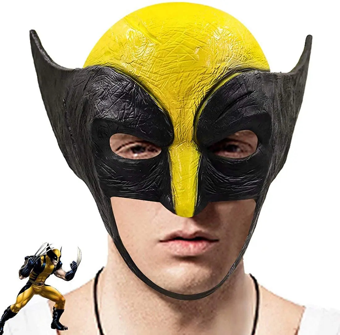 Cosplay Wolverine Maske - Latex Halbmaske Gelb Schwarz