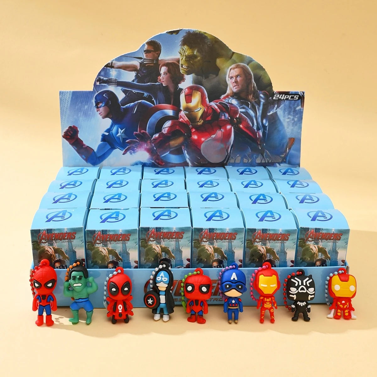 Blind Box Schlüsselanhänger Silikon Avengers - 24 Stück Packung