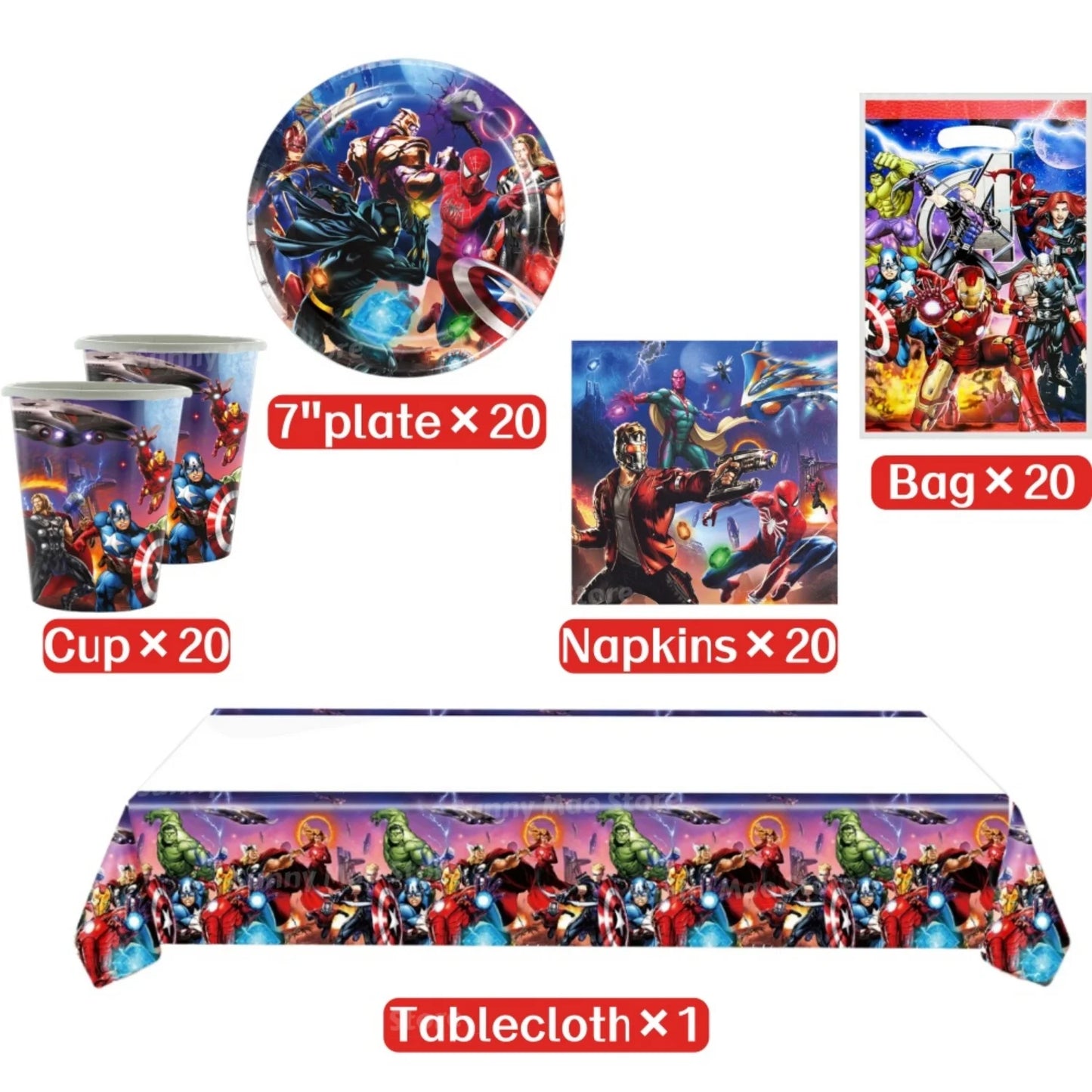 Avengers Geburtstagsdeko-Set - Zahlenballons Iron Man Spider-Man