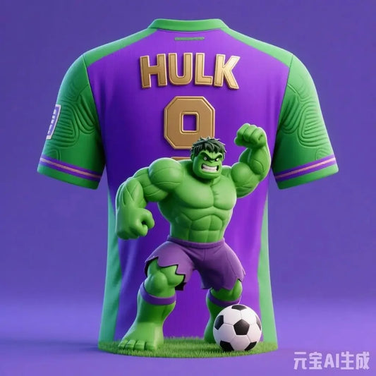Fußballtrikot Avengers Hulk - Violetter Hintergrund Erhobene Faust #9