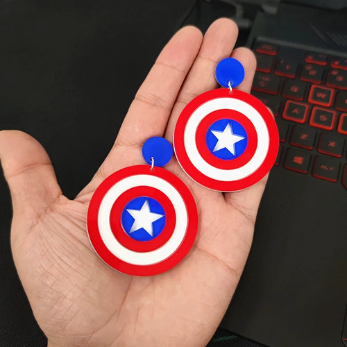 Captain America Schild Ohrringe - Rot Weiß Blau Acryl