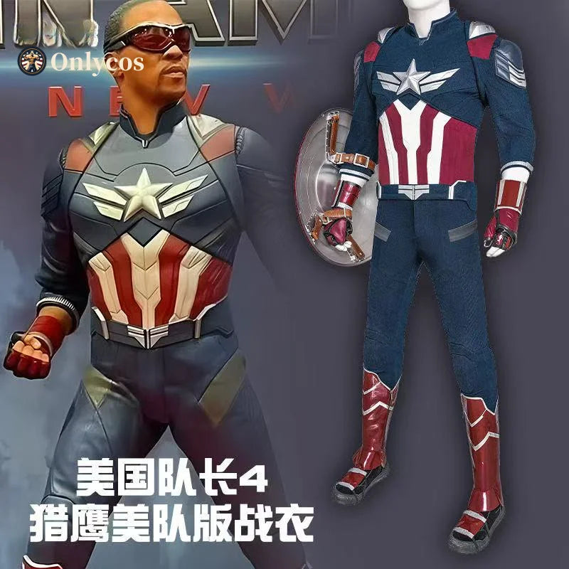 Captain America (Falcon) Kostüm - Blau-weiß-rotes Kostüm mit Rüstung und Schild