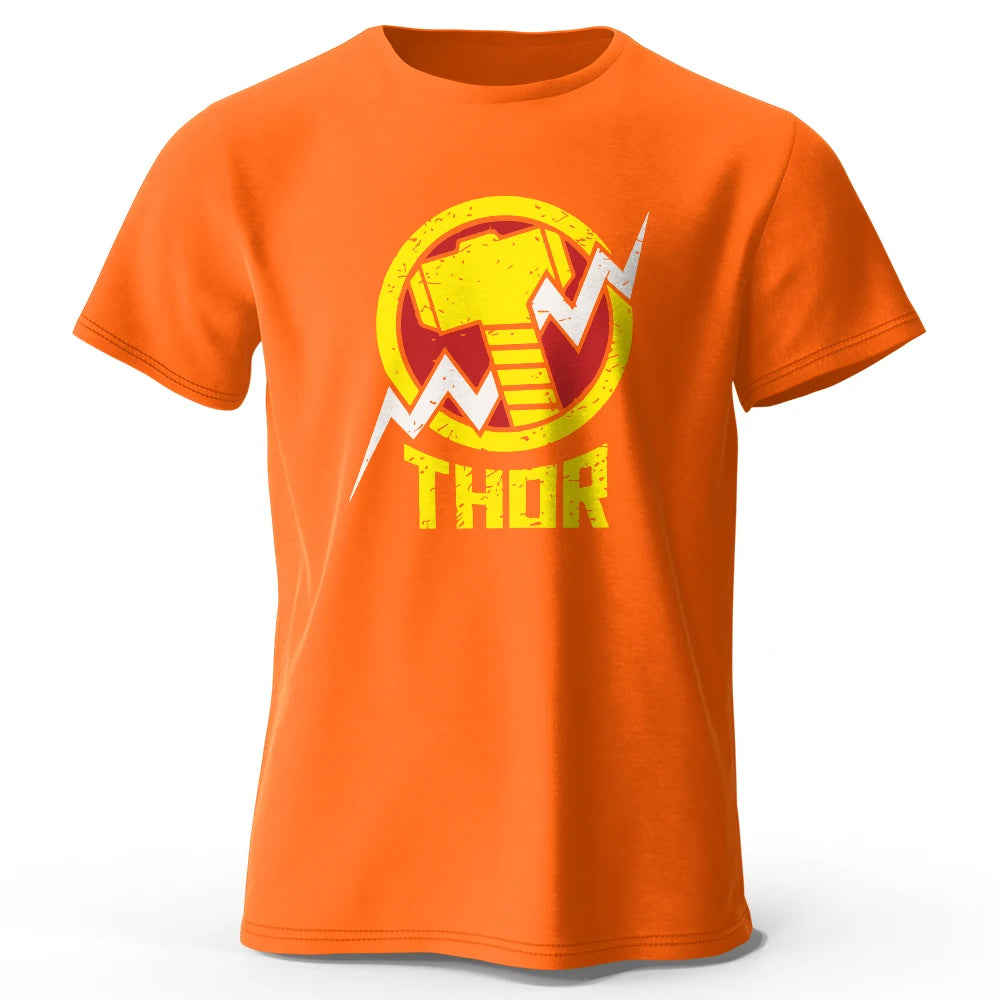 T-Shirt Thor – Vintage Hammer & Blitz Logo Schwarz